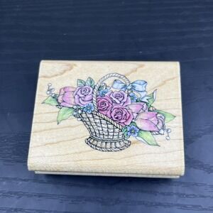 Rubber Stampede A803E Flower Basket Roses Rubber Stamp Romantic Floral Craft